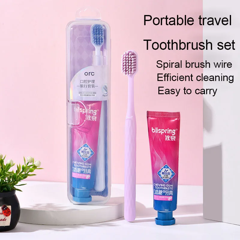 

Toothbrush Toothpaste Travel Set For Adults Couple Household Portable Oral Care Brush Spiral Brush Wire Efficient Cleaning Teeth