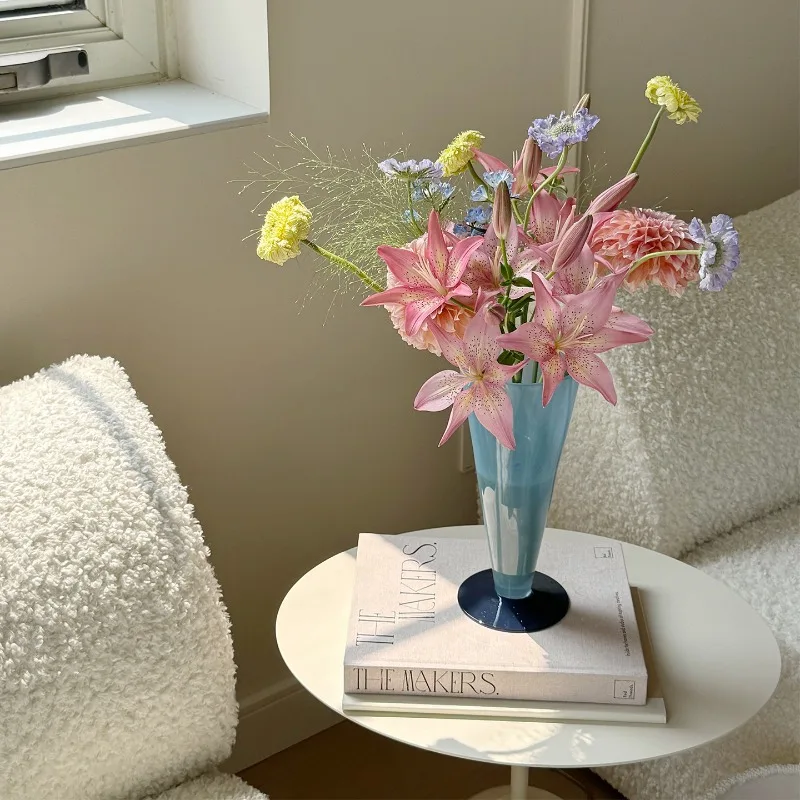 Nordische Geometrische Glasvase Ornamente für Wohnzimmer, Veranda, Schlafzimmer, Hotel, Blumenarrangement-Behälter, Hydrokultur-Vasen Dekoration
