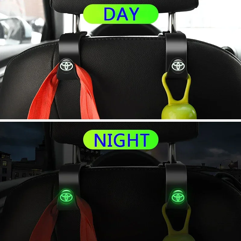 Luminous Car Seat Back Portable Hooks Holders for Toyota Rav4 Prado Corolla Hilux Auris Avensis Camry Prius YARIS Accessories