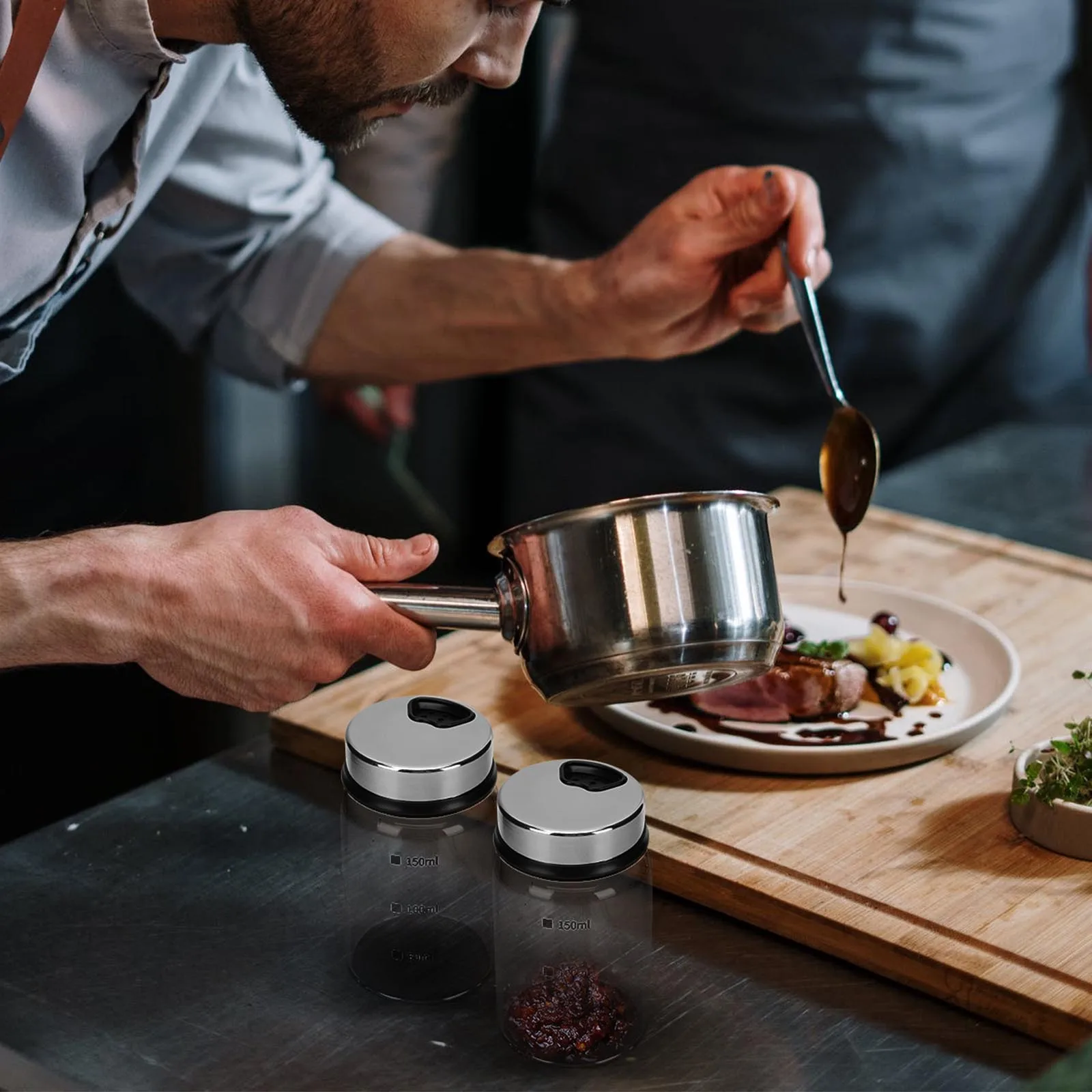 

2Pcs Glass Seasoning Bottles Premium Kitchen Condiment Jars with 4-Grid Dispensing Holes for Salt Pepper Spices Storage