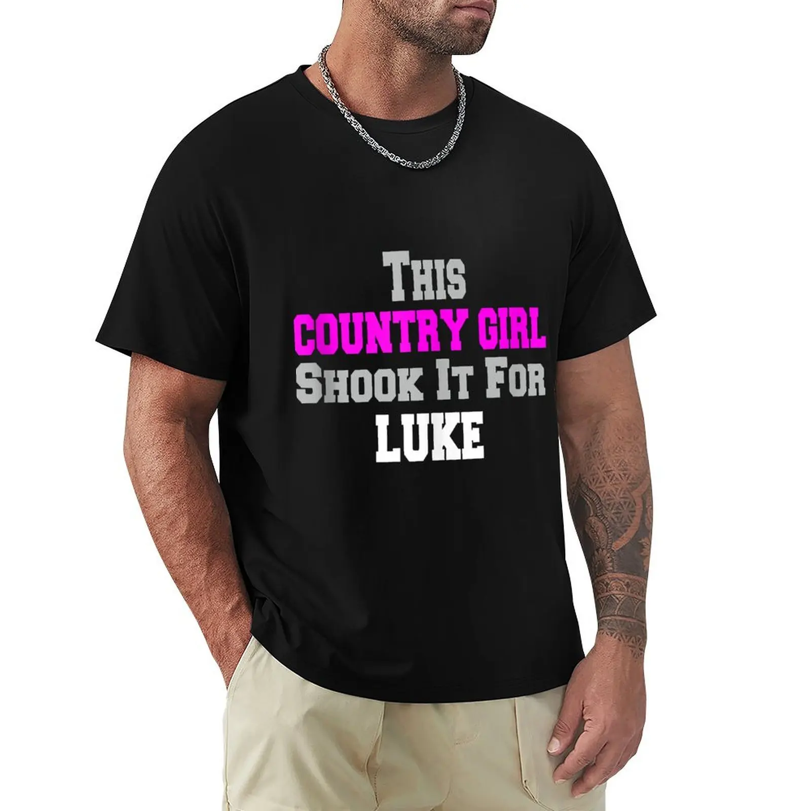 Country Girl Shook It For Luke Fun Music T-Shirt Utility Work Short Sleeve Top