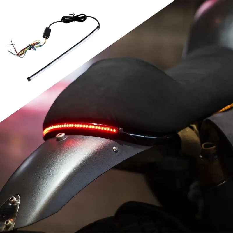 

Motorcycle Red Yellow Discoloration LED Scrambler Brake Tail Light Turn Signal License Plate Light For Bobber Cafe Racer