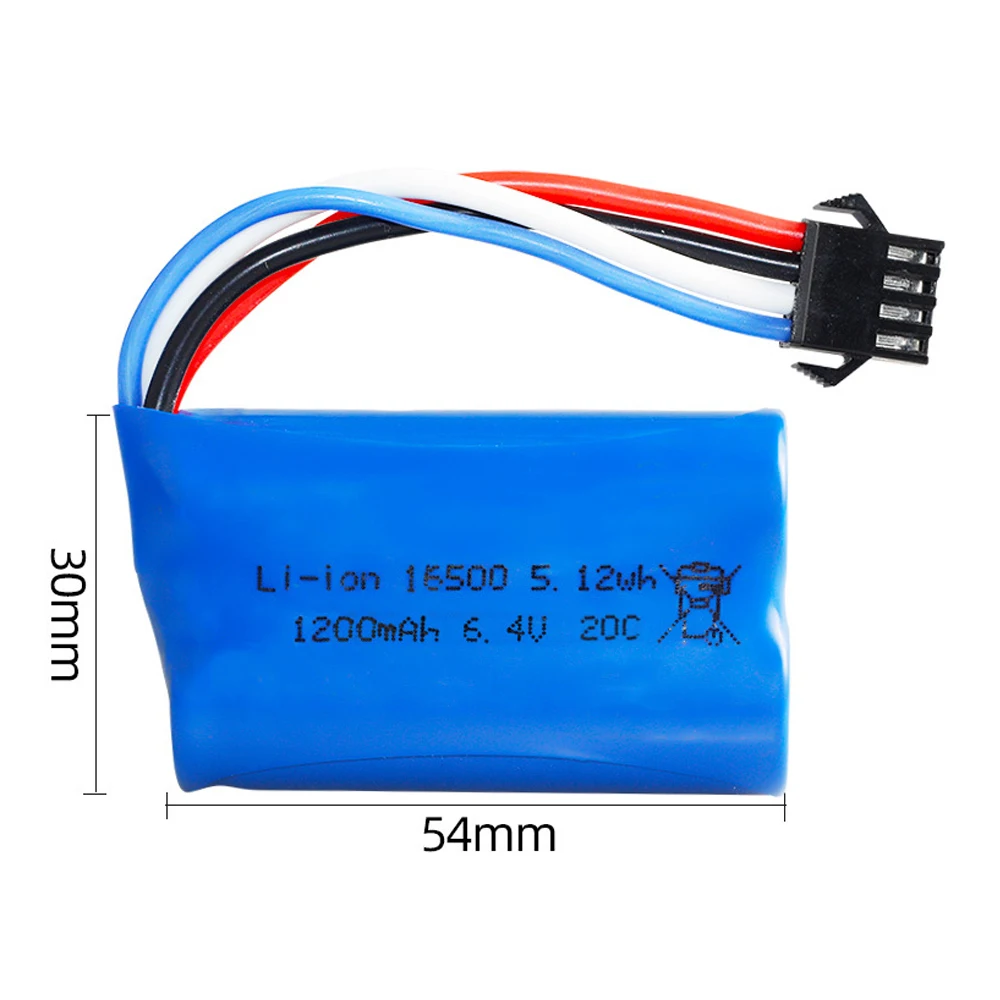 6.4V 1200mah 16500 Li-ion Battery for wltoys L959 18628 18629 18428 18429 Remote Control toys Car Boat Trucks Spare Parts