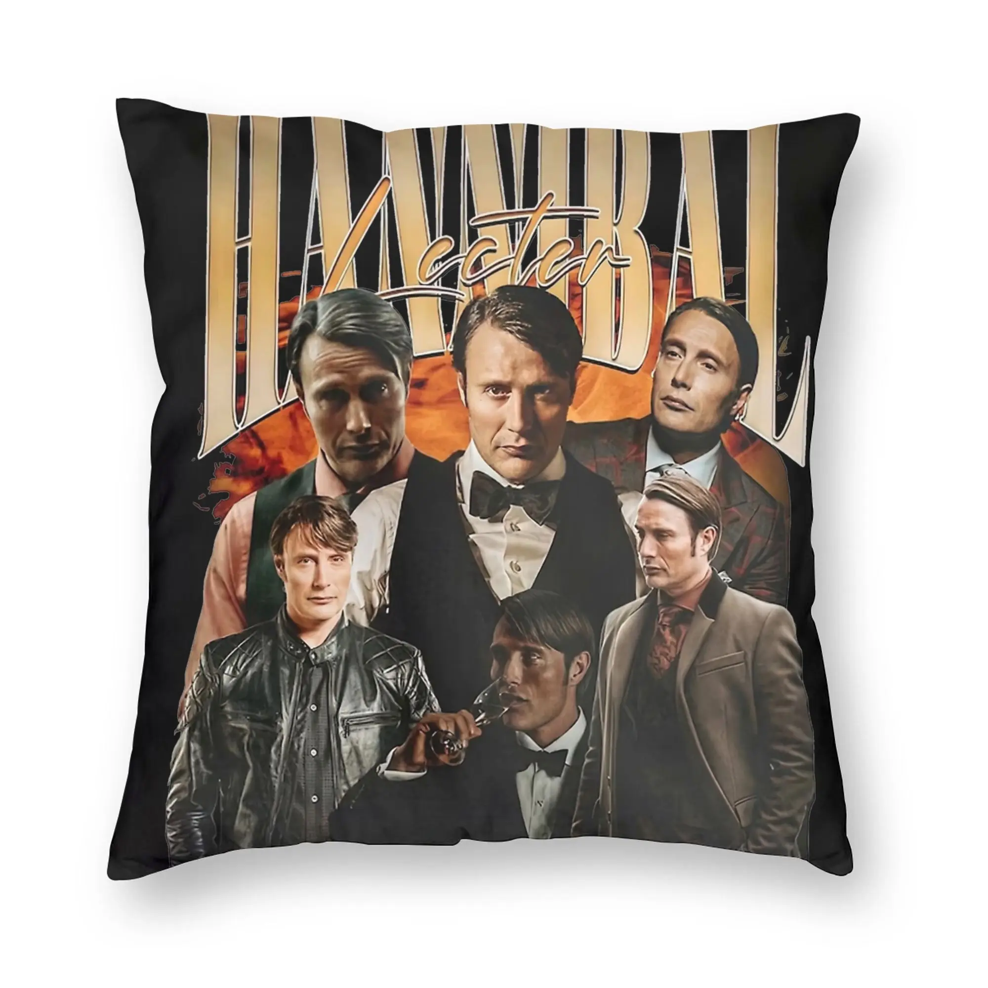 Hannibal Lecter Mads Mikkelsen Pillowcase Printed Polyester Cushion Cover Decoration Throw Pillow Case Cover Home Zipper 45X45cm