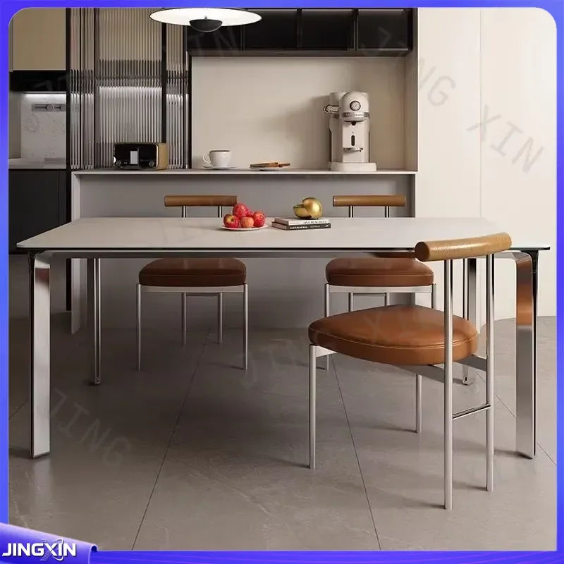 custom for Delifeng Italian minimalist modern simple light slate dining table small apartment household rectangular stainless