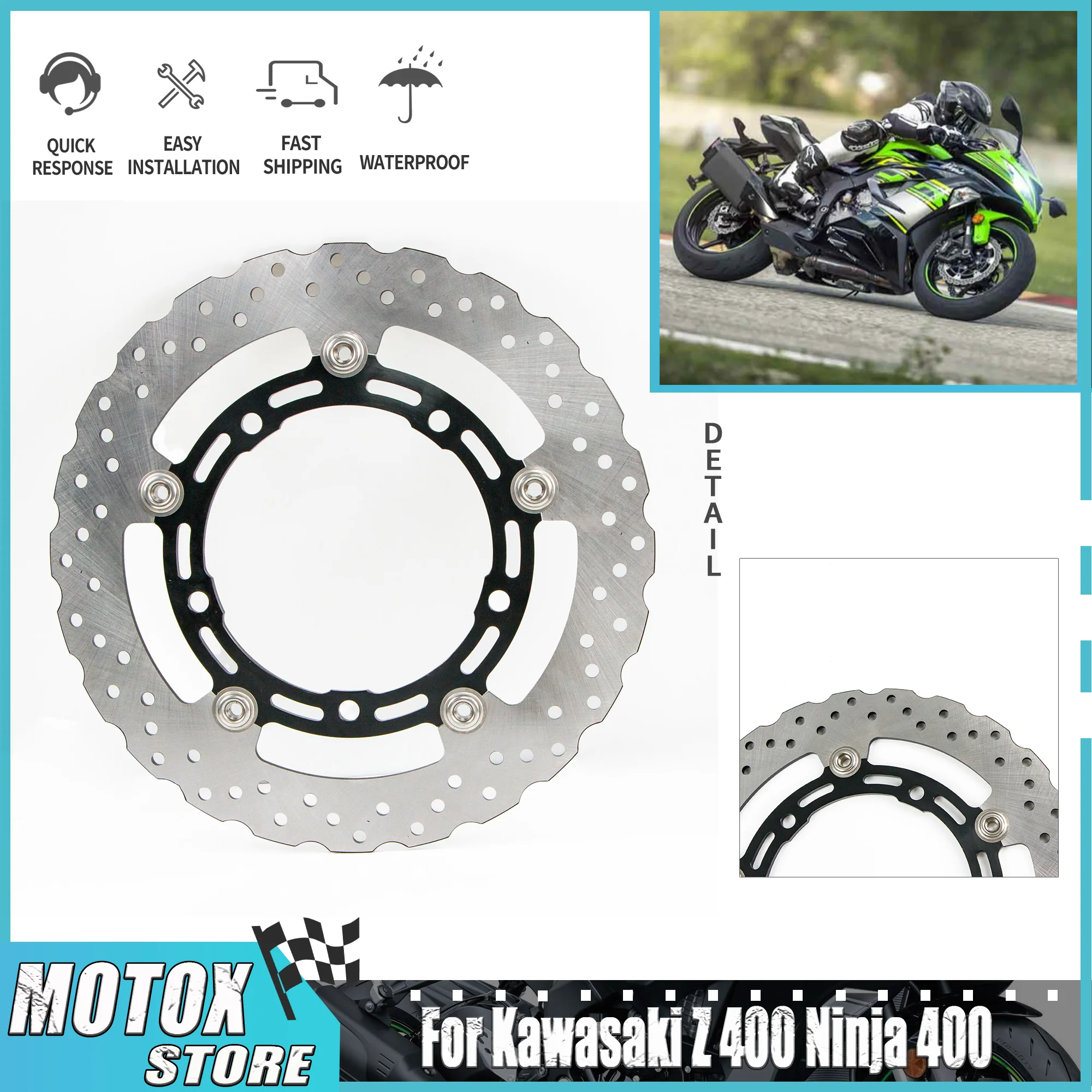 

Тормозная система для мотоцикла, подходит для Kawasaki Z 400 Ninja 400 Ninja400, передний дисковый ротор тормоза Z400 2018 - 2022 2019 2020 2021