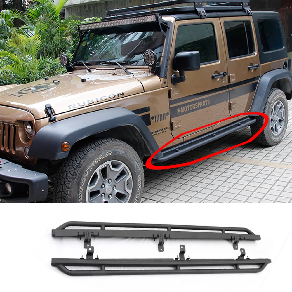 

SXMA J353 10th Side Bar Welcome Pedal Car Kick Outer Door Plates Sill Guards Sidestep for Jeep JK for Wrangler 07-17 4Door/2Door