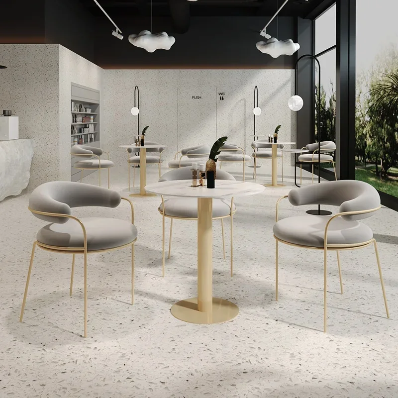 

-Modern Light Luxury Nordic Milk Tea Shop Coffee Shop Sales Office Negotiate Table And Chair Combination