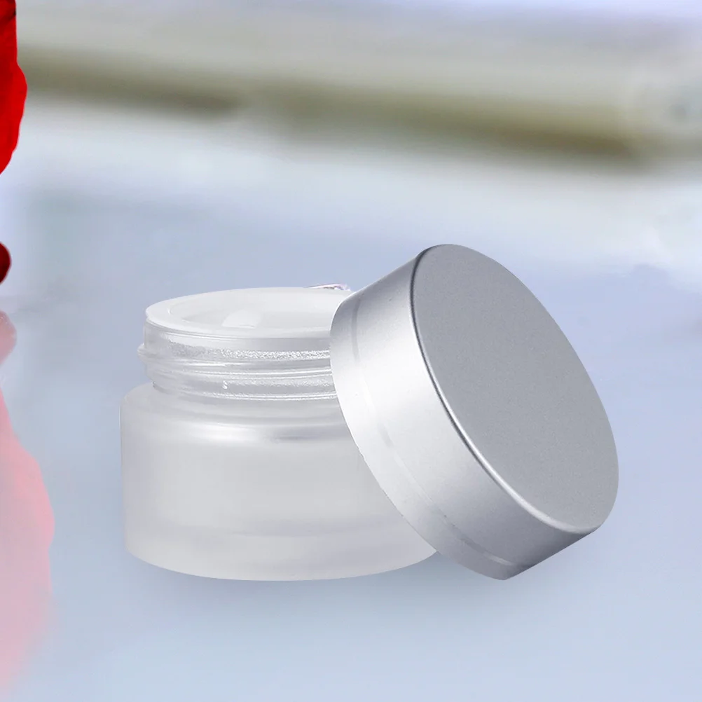 

10Pcs Compact Facial Cream Jars Frosted Glass Empty Jars Portable Cream Bottles for Travel Skincare Sub