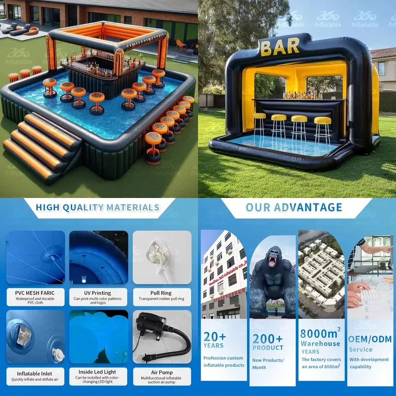 2026 360 Factory Customized PVC Floating Bar Tent Family Party Backyard Inflatable Advertising Inflatables
