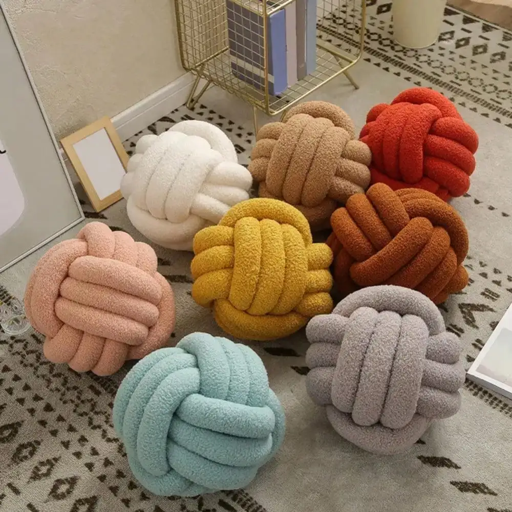 Round Ball Manual Braided Knot Pillow Soft Sleeping Companion Sofa Home Decor Throw Cushion