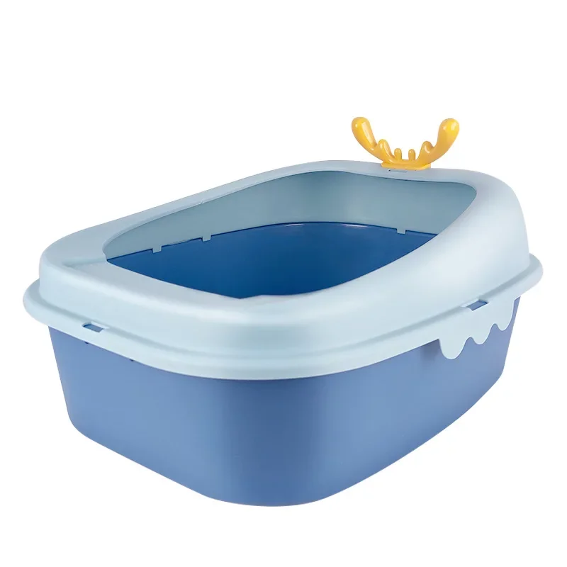 

Half-pack edge cat litter box, cute cat toilet, small anti-splash litter box, kitten litter box, cat supplies, antlers