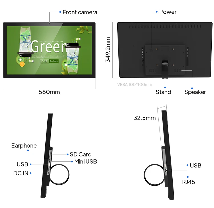 Wall Mounted Touch Screen IPS 24~32 Inch Screen Digital Signage Display Advertising Android Tablet Pc