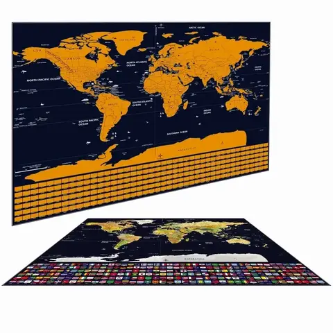Deluxe Global Scratch Off Maps | Travel Maps To Track Travels Wall Maps For Room & Office Decor | Travel Journal Poster as Gifts
