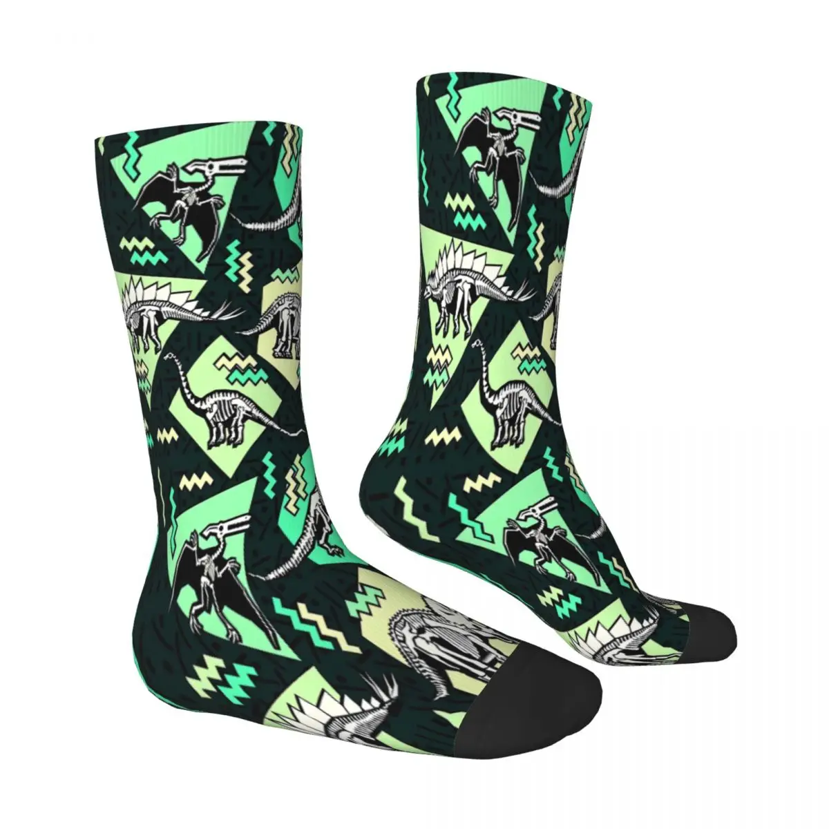 Neon Skeleton Dinosaurs Socks Male Mens Women Autumn Stockings Printed