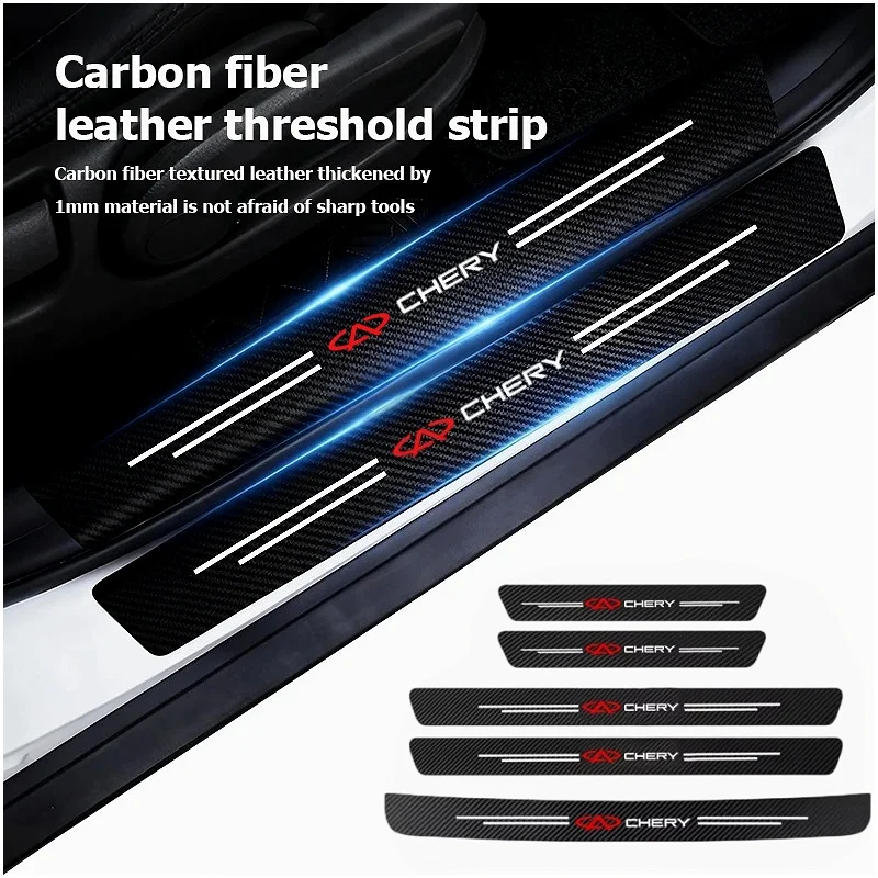 Carbon Fiber Car Door Sill Protector Sticker Anti-Scratch Door Protector Trim For Chery Tiggo 5x 7 8 8 Pro 3x Arrizo 5 Arrizo 8
