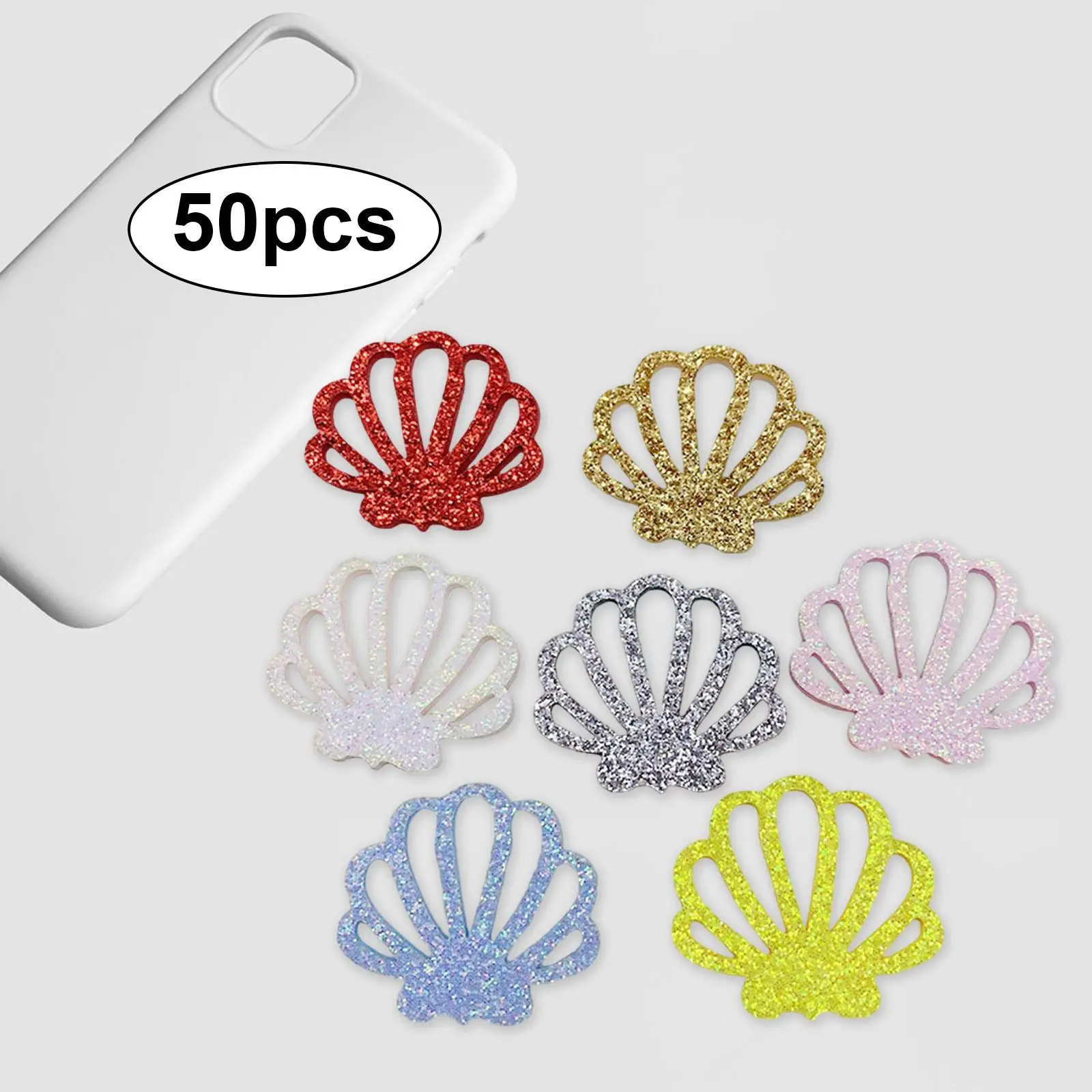 50x Shiny Shell Appliques DIY Hairpin Accessories for Embellishments Crafts