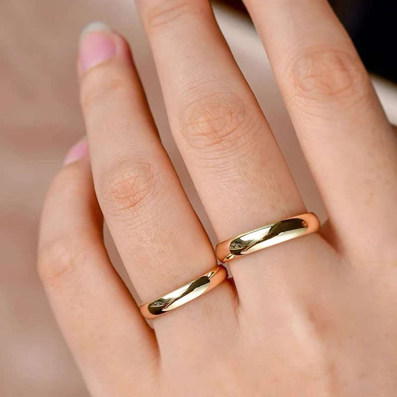 Nunca desbota clássico 4mm 18K dourado redondo eterno aliança de casamento acessórios de moda joias para amantes