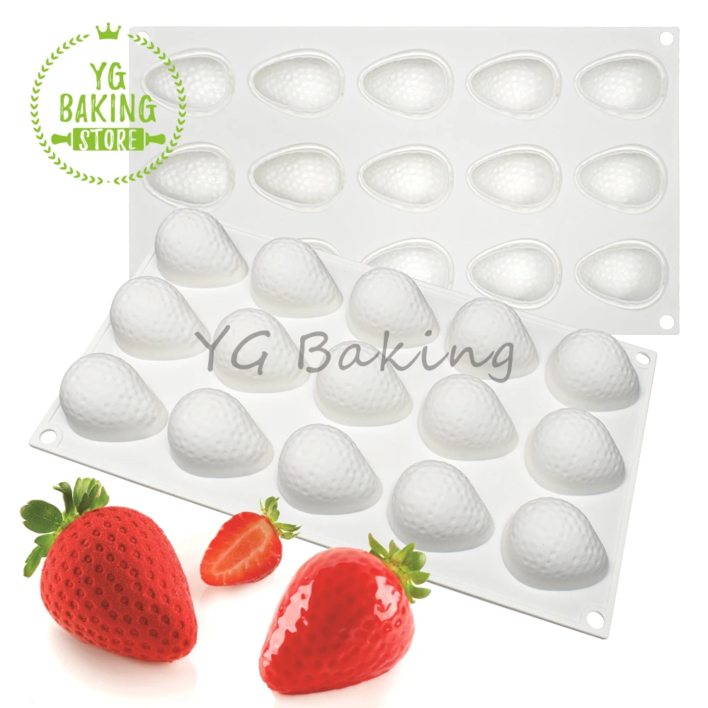 Dorica 15 Cavity 3D Half Strawberry Design Silicone Mousse Mould Fruit Chocolate Mold DIY Candle Model Cake Decor Tools Bakeware