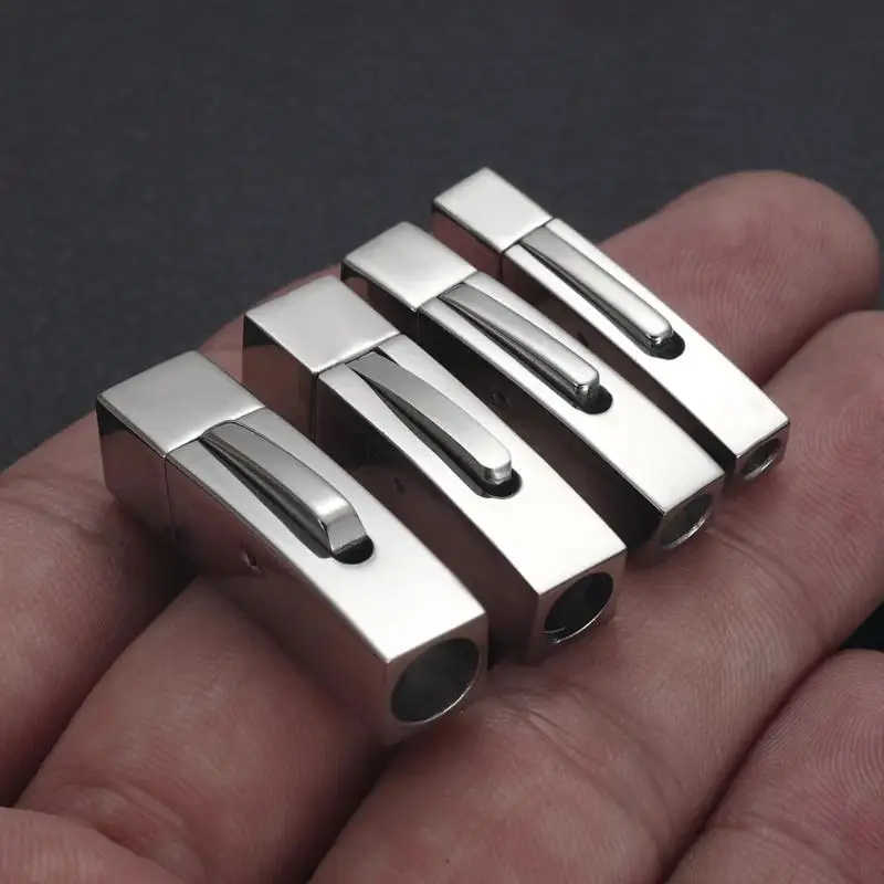 Stainless Steel Bayonet Clasp 4mm 5mm 6mm Hole Push Lock DIY Leather Bracelet Snap Clasps Jewelry Making Supplies