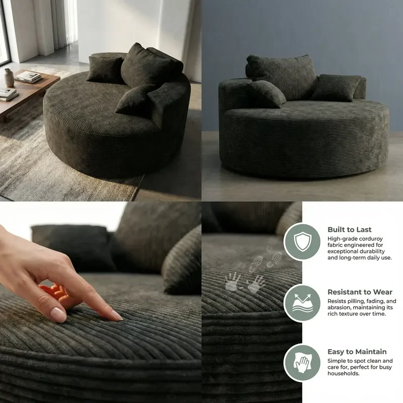 Circular Round Boneless Couch Modern Living Room Furniture Comfortable Designer Apartment Indoor Vacuum Packed Compressed