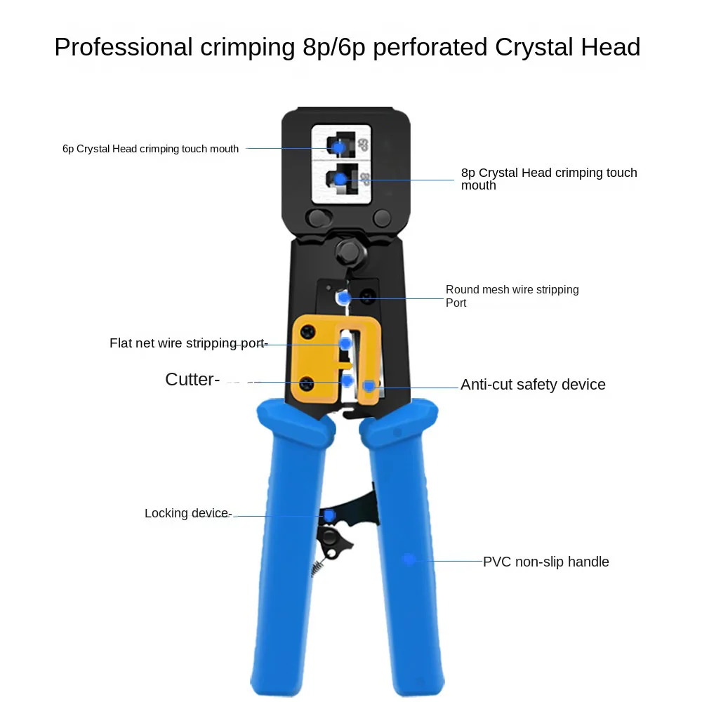 RJ45 6P 8P Cat5 Cat5e Cat6 펜치 압착 네트 작업 도구 다기능 크림퍼 엔드 패스 스루 커넥터를 통한 압착 패스