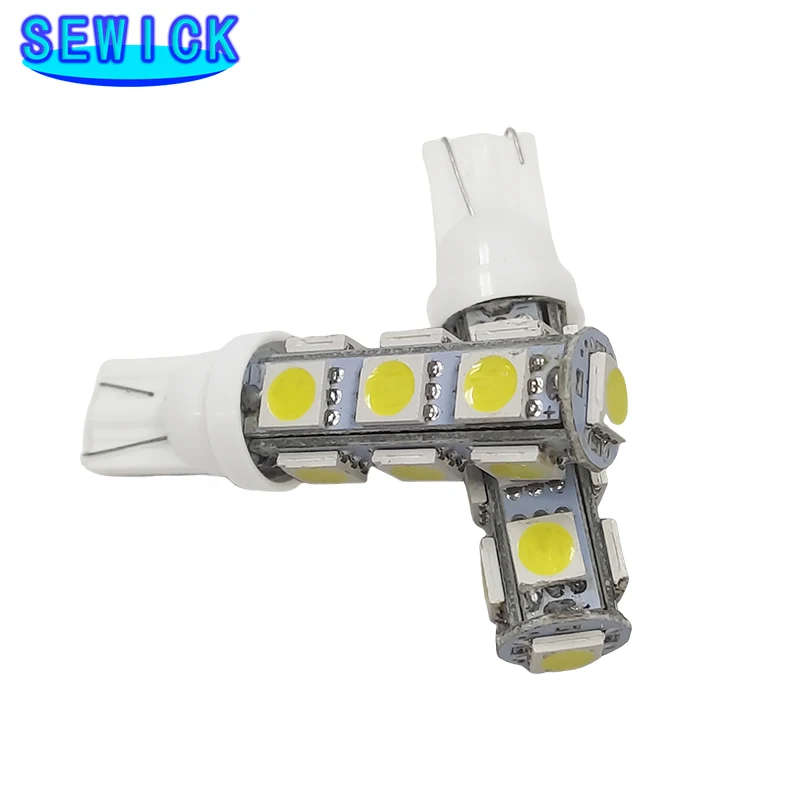 

100 шт., оптовая продажа, T10 DC 12 В 5050 SMD 13 фонари, габаритные огни, Автомобильные Боковые фонари, лампы заднего света, белые автомобильные аксессуары