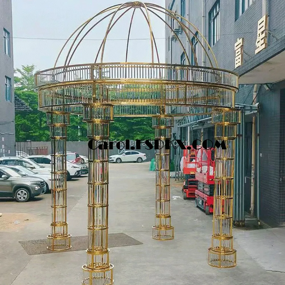 Factory Price Gold Stainless steel Mirror Design Chuppach Wedding Decoration Backdrop Stand