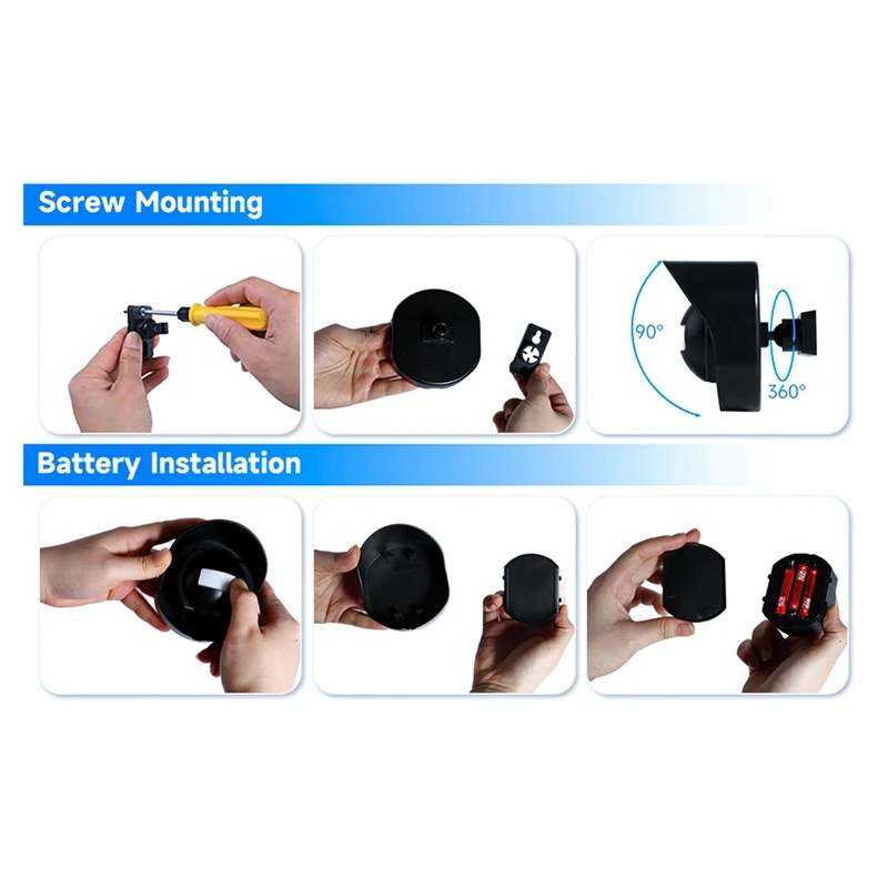 1Set Alert Alarm AC110-240V Wireless Motion Sensor Doorbell Chime Black (B)US Plug