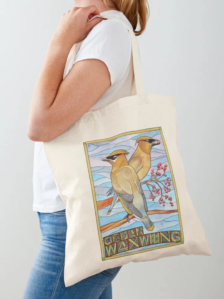 

Cedar Waxwing Tote Bag custom bags eco pack cute pouch bag Canvas shoulder bag