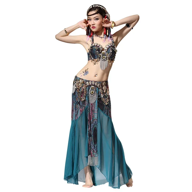 

Tribal Bellydance Outfit Set C/d Cup Coins Bra Skirts Belly Dance Costume 2pcs Bra Skirt Stage Performance Women Dancewear