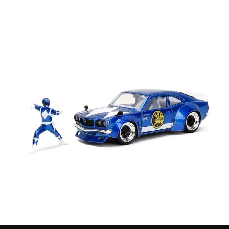 1:24 Jada BLUE RANGER & 1974 Mazda RX-3 합금 자동차 모델 높은 시뮬레이션 랠리 레이싱 스포츠카 장난감 슬라이딩 기능 자동차 모델