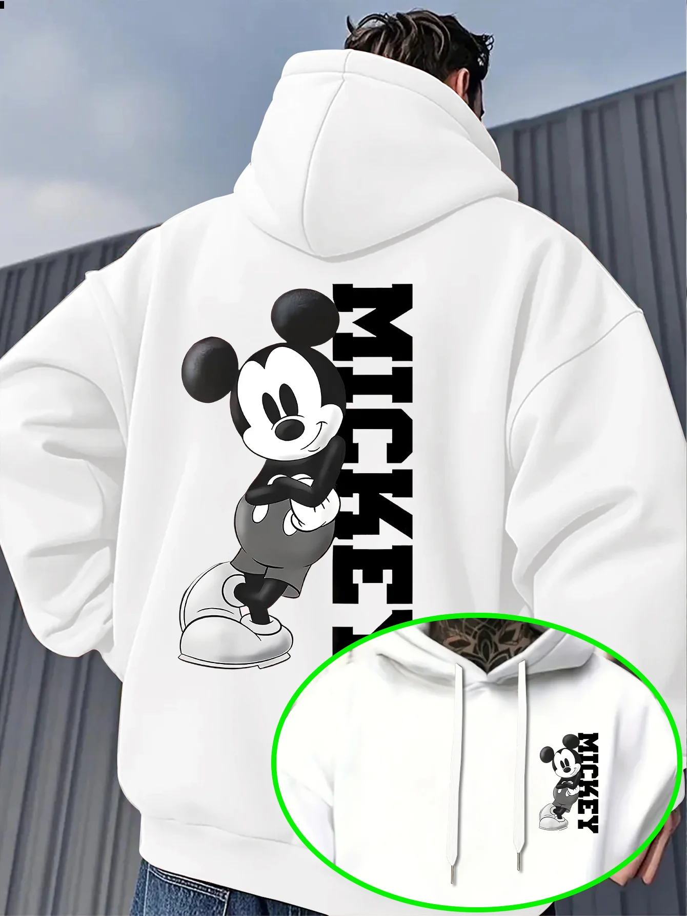 

Флисовая хлопковая толстовка унисекс с Микки Маусом Диснея, большой принт на спине и стоячая поза, маленькая грудь с логотипом, карман-кенгуру, свободная посадка