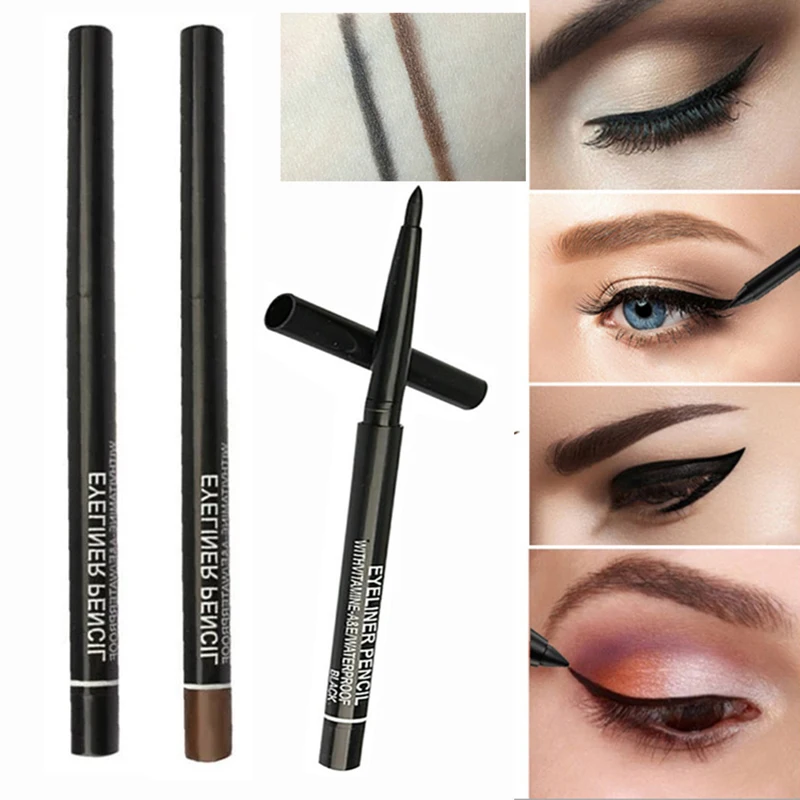 New 1PC Professional Black Brown Eyeliner Waterproof Quick Dry Eye Liner Pencil Makeup Cosmetic Long-lasting Eyeliner