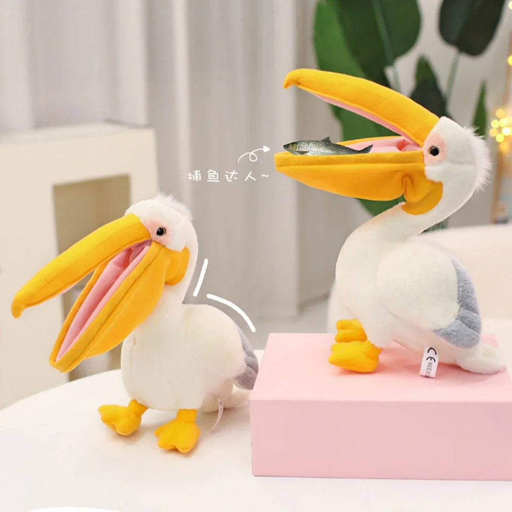 Pelican de dessin animé chaud jouets en peluche réaliste blanc pelvien peluche oiseau animaux poupées douces promotionnel pas cher cadeaux d'anniversaire de noël