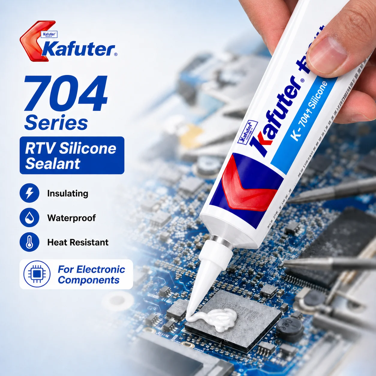 45g Kafuter K-704 Silicone Adhesive RTV Silicone Electronic Sealant Waterproof for Electronic Components Car Lights Motors