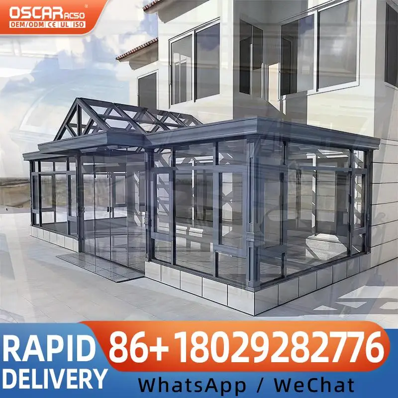 Customized Free Standing Insulated Glass Sunroom with LED Eco Friendly Powder for US Backyard Patio and Garden sunroom