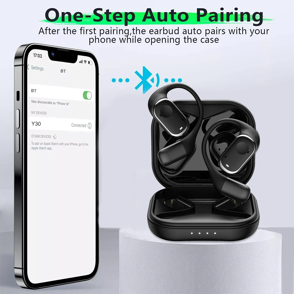 سماعات أذن مفتوحة بلوتوث 5.3 ANC سماعات إلغاء الضوضاء صوت عالي الدقة سماعات أذن لاسلكية OWS مع لهاتف iPhone Xiaomi