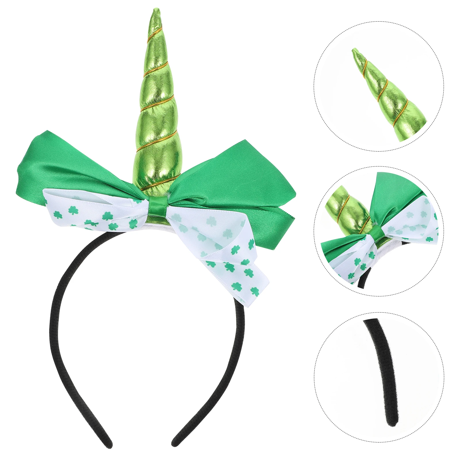 

Festival Hair Hoops Clover Bow Headband Unicorn Headdress St Patrick Day Party Bright Durable Non Fading Party Headdress