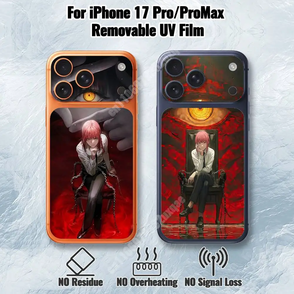 Makima C-Chainsaw M-Man  Removable UV Film for iPhone 17 Pro 17 ProMax Protective Sticker