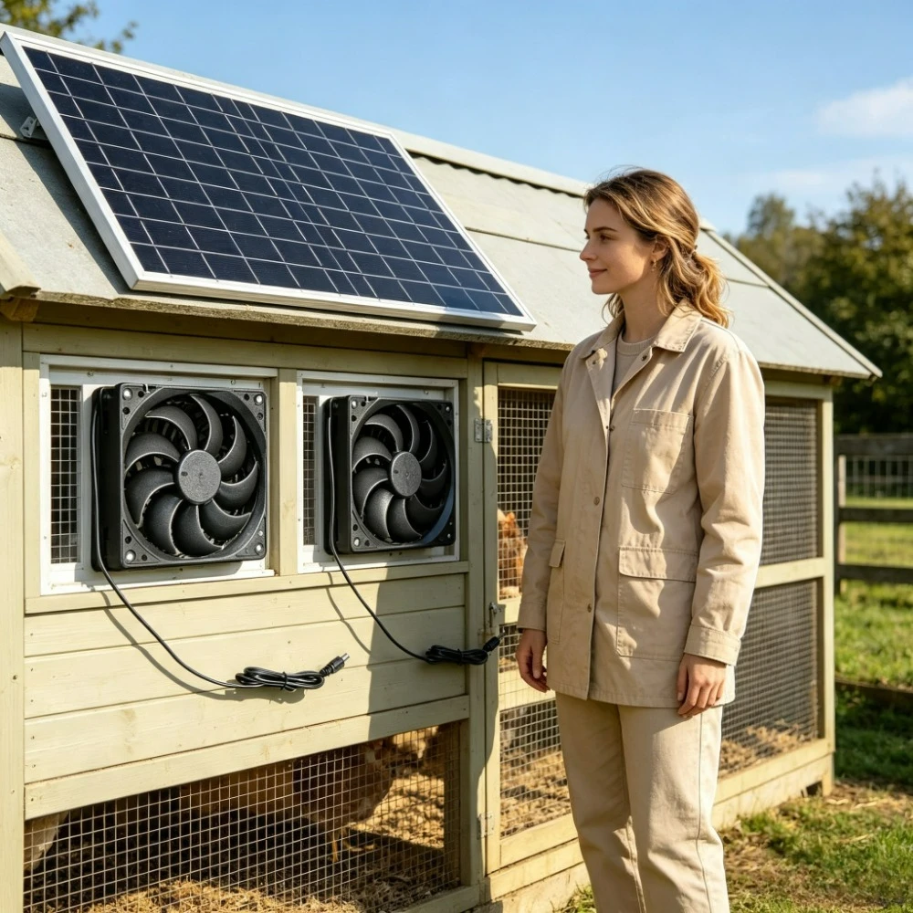 NEW Solar 10W Dual Fan Powered Exhaust Vent Cooling System for Cat Dog Pet House Chicken Coop Poultry Shed Greenhouse RV