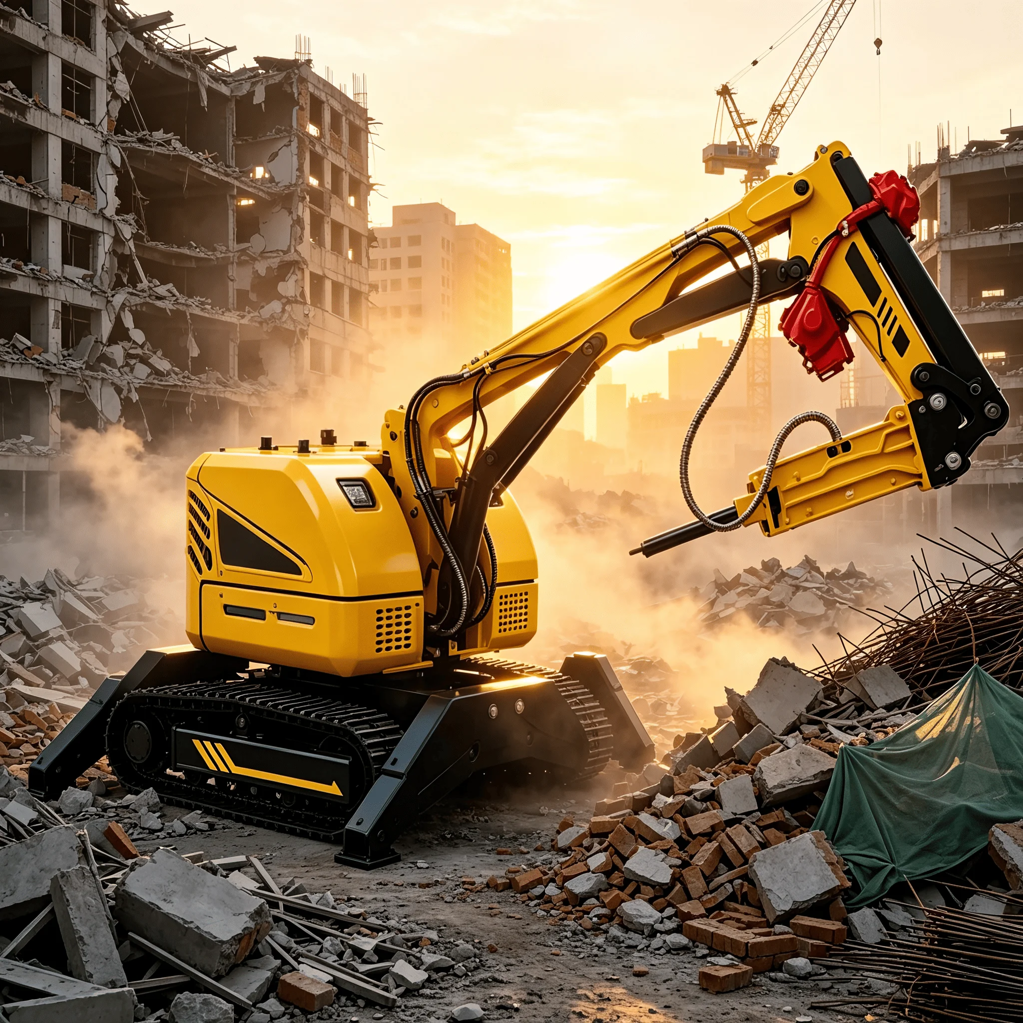 Crawler Hydraulic Demolition Robot Remote Control With Grapple Grab For Construction Waste Sorting And Debris Handling Task