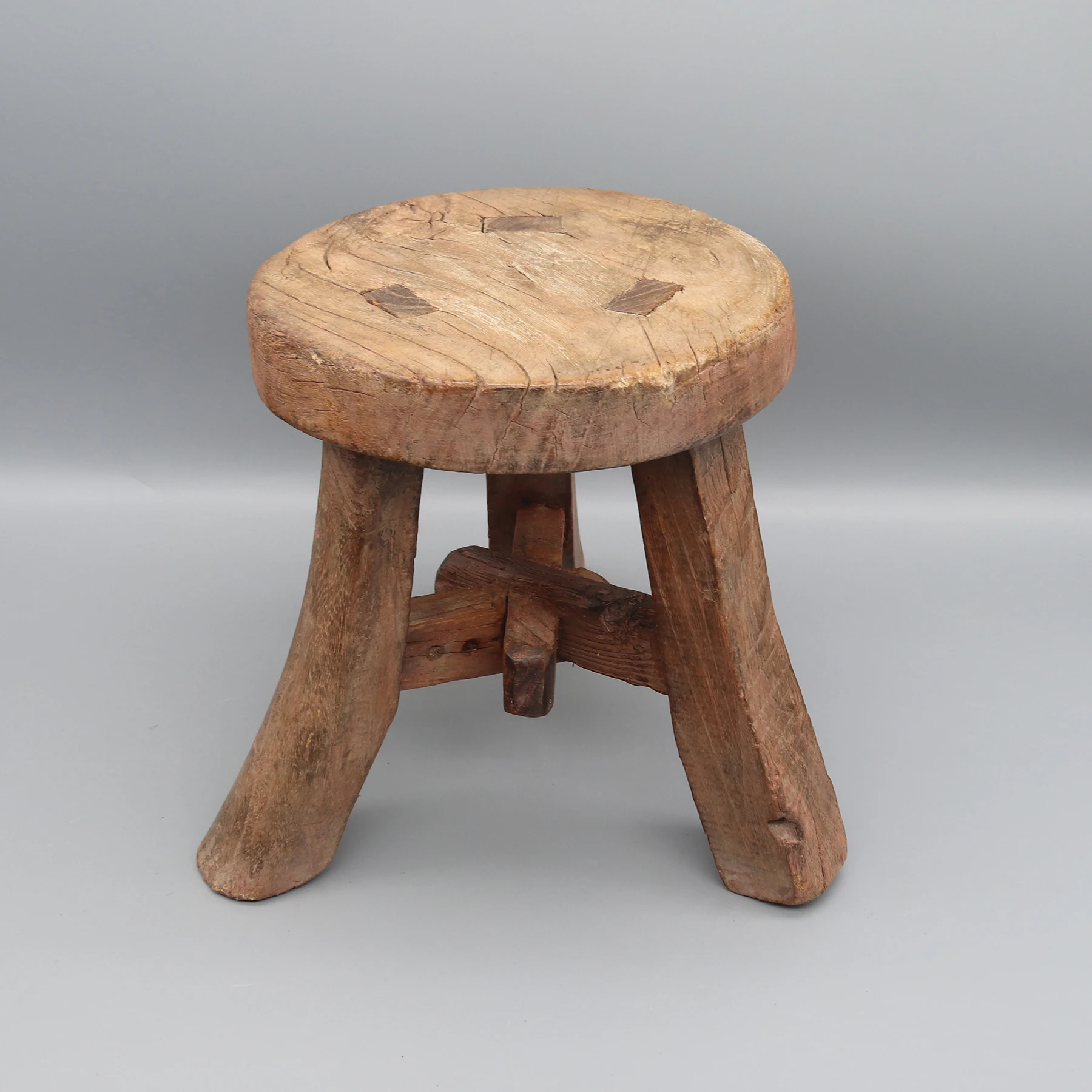 Round Wooden Stool, Mortise and Tenon Jointed Stool, Chinese Antique