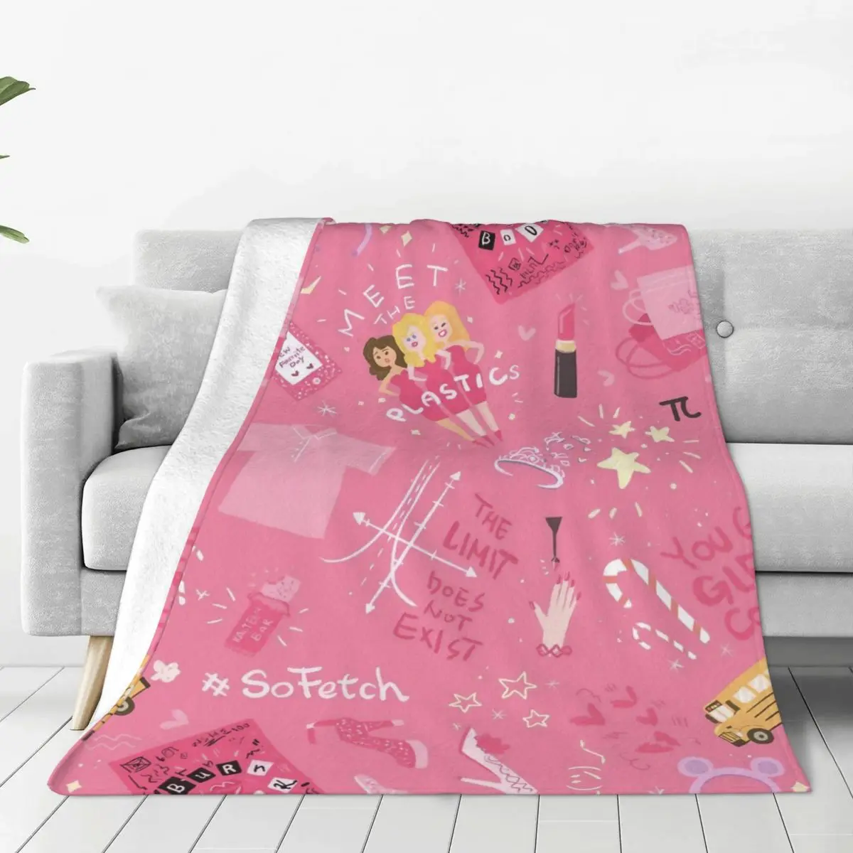 Burn Book Pink Pattern Blanket Flannel Ultra-Soft Throw Blankets for Bedding Couch Bedspread