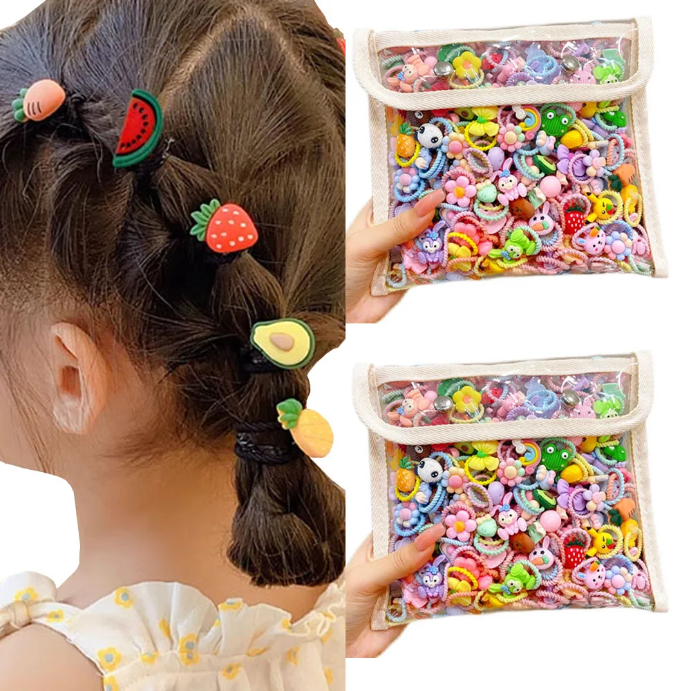 Cartoon Cute Rubber Band Hair Accessories for Little Girls 20/30/50pcs Pack Non-Hurting Hair Ties Circle Headbands