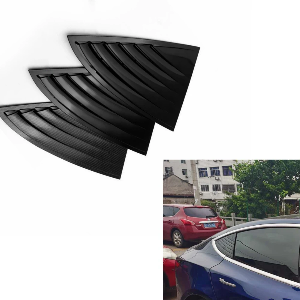 

ABS Exterior Cover Trims Accessories Rear Side Window Louver Shutter Cover Trim For 2017-2021 Tesla Model 3(Carbon Fiber Texture