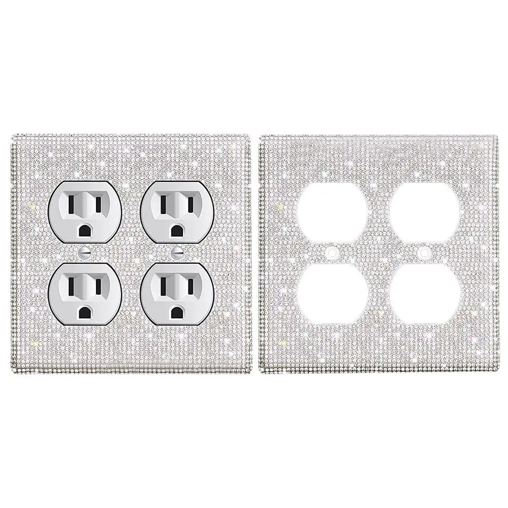 US Standard Creative Crystal Home Decoration Wall Plate Cover Switch Panel Sticker Rhinestones Socket Frame Bling Plug Outlet