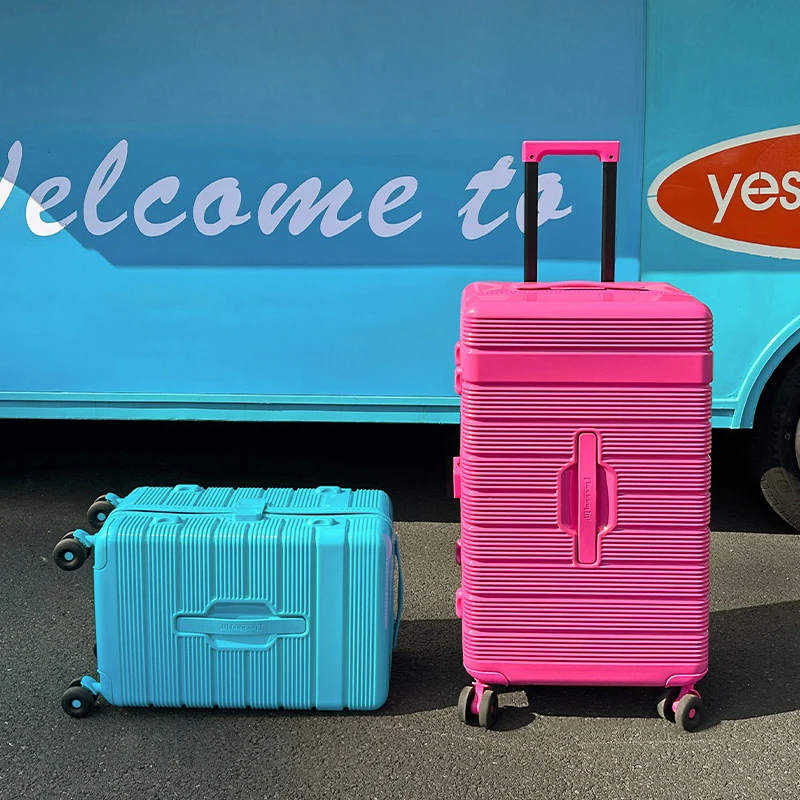 

Fashion Travel Suitcase Horizontal Stripe PC Solid Color Glossy 20inch Carry-on suitcase Lightweight Rolling Luggage 26In 여행용