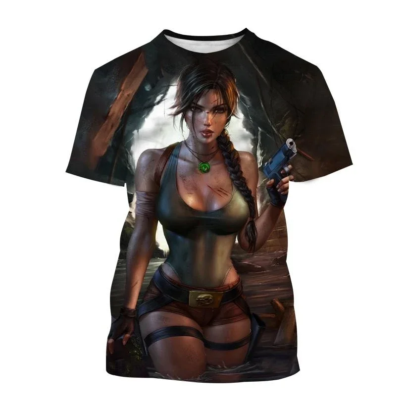 New Summer Tomb Raider 3D Printed T-shirt Tomb Raider Lara Croft Personality Men and Women Cool Street Style Short Sleeves