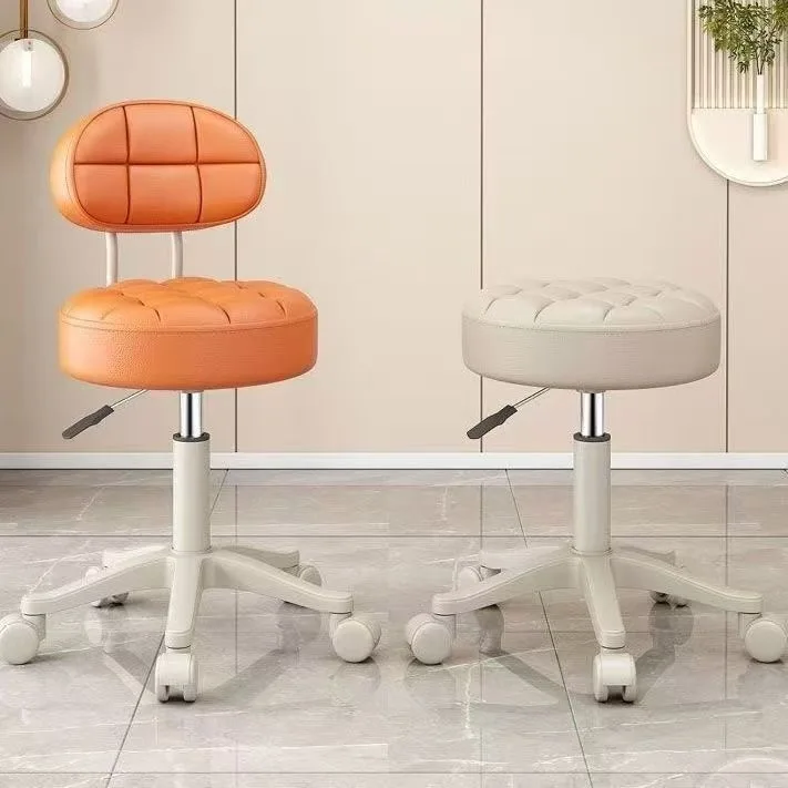 Beauty Stool Can Lift Universal Wheel Barber Shop Special Nail Stool Beauty Salon With Backrest Soft Bag Rotating Hair Chair